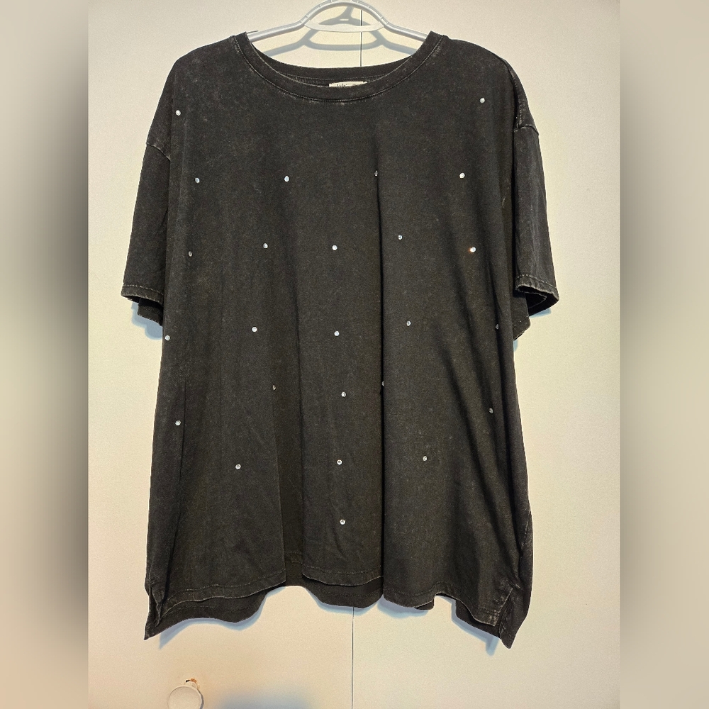 Edgely Black Studded Short Sleeve Tee